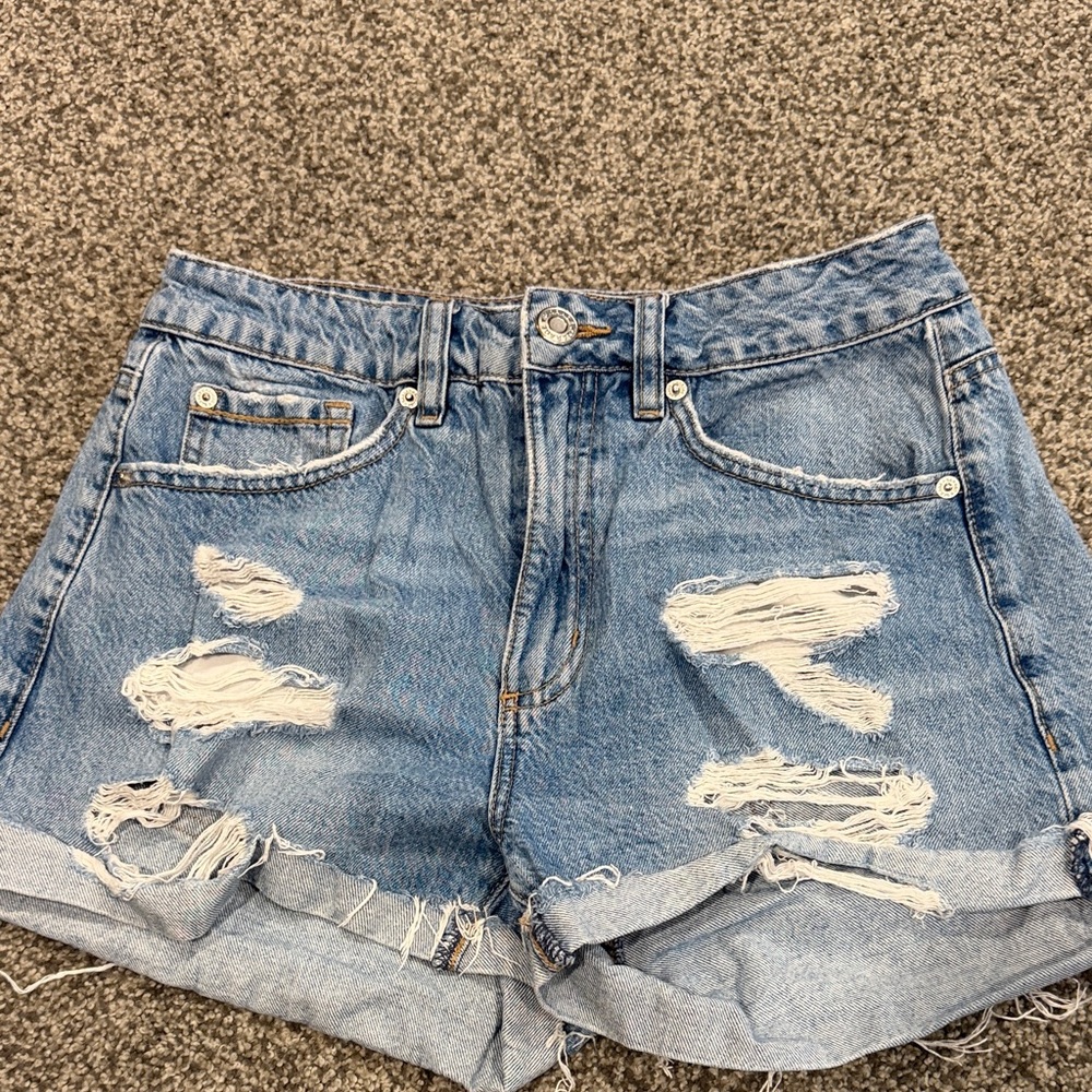 Women’s Garage Light Blue Distressed Denim Shorts